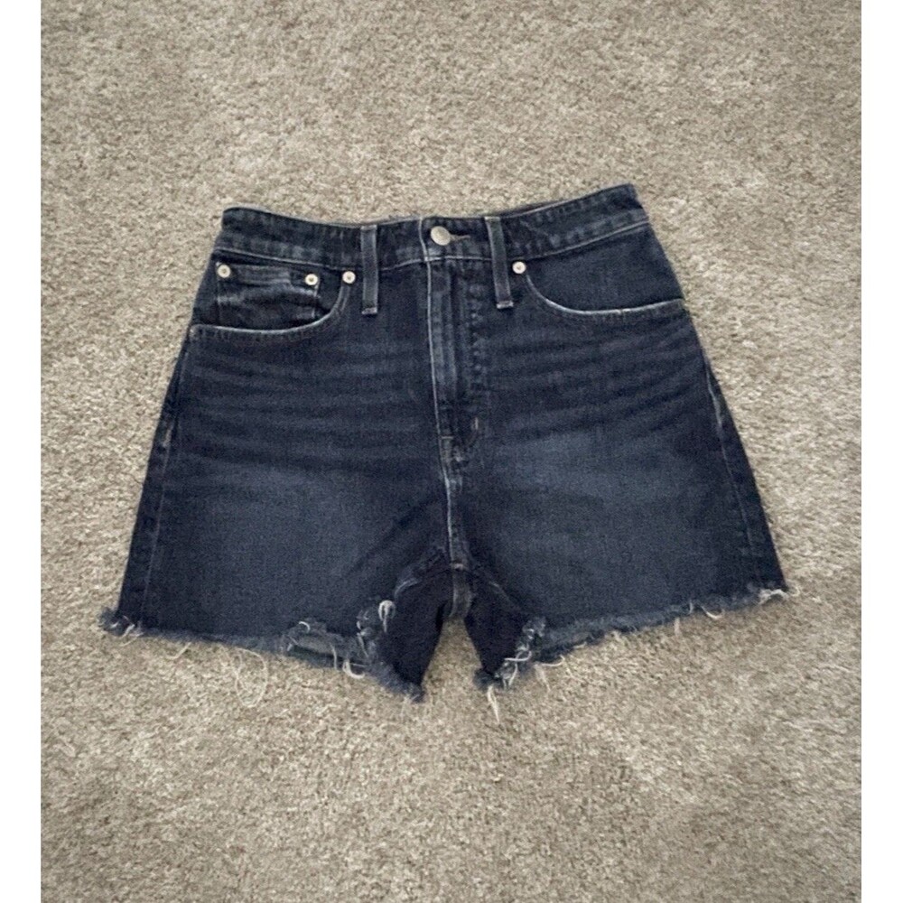 Madewell Curvy High Rise Denim Shorts Cut Off Jean Raw Hem Blue Sz 28